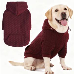 lot 8094 image: EXPAWLORER Textured Cable Knit Basic Dog Hoodie, Elevated Style Dog Sweater with Leash Hole and Pocket, Soft and Warm Pet Winter Coat, Cold Weather Clothes for Small Medium Large Dogs,Wine Red L