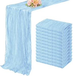 lot 8095 image: 12 Pack Baby Blue Cheesecloth Table Runner 20 x 120 Inch Long Rustic Gauze Cheese Cloth Table Runner for Wedding 10FT Bridal Baby Shower Table Decorations Boho Fabric Sheer Birthday Party Table Decor