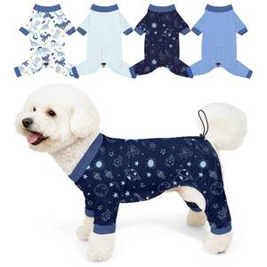 lot 8109 image: Bienbee Dog Pajamas, 4 Pack Cute Soft Dog Puppy Clothes Dogs Pjs Onesies Jammies Outfit Adjustable Breathable & Stretchy Clothes for Small Medium Large Dogs Girl Boy Puppy-M