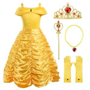 lot 8111 image: ReliBeauty Little Girls Layered Princess Dress Costume with Accessories, Yellow, 3T
