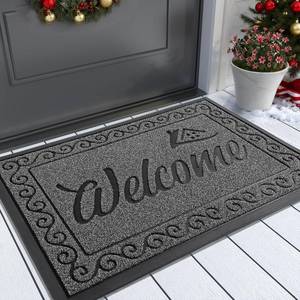 lot 8113 image: Yimobra Welcome Mat, Heavy Duty Sturdy Door Mats for Home Entrance Outdoor Indoor, Front Doormat for Outside Patio Floor Entry Porch Garage Office, Waterproof, Low Profile, 29.5x17, Black Grey