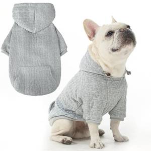 lot 8118 image: EXPAWLORER Textured Cable Knit Basic Dog Hoodie, Elevated Style Dog Sweater with Leash Hole and Pocket, Soft and Warm Pet Winter Coat, Cold Weather Clothes for Small Medium Large Dogs,Grey L
