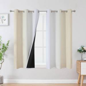 lot 8140 image: Estelar Textiler Beige and Greyish White Ombre Blackout Curtains 45 Inch Length 2 Panels, Full Room Darkening Gradient Drapes for Kitchen, Thermal Insulated Grommet Short Curtains for Bathroom,42Wx45L