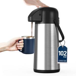 lot 8152 image: Coffee Carafe for Keeping Hot - Gezoss 102OZ  3L Airpot Coffee Dispenser with Pump - Large Coffee Thermos for Hot Drinks Tea Liquid - Insulated Stainless Steel Hot Water Beverage Urn for Parties