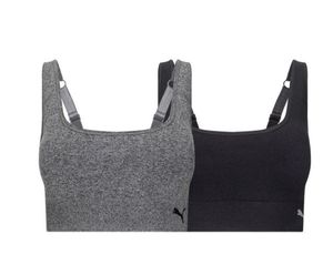 lot 8171 image: PUMA Ladies Seamless Sports Bra, 2-pack, Medium, Assorted Colors