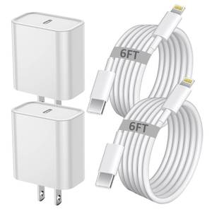 lot 8191 image: iPhone Fast Charger, iPhone Charger Fast Charging 2Pack PD 6FT Type C Quick USB C to Lightning Cable Cord Fast Charger iPhoneUSB C Wall Block Plug for iPhone14 13 12 11 Pro Max XR XS X, iPad, AirPods