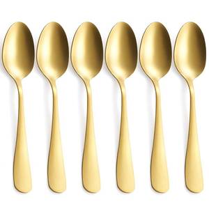 lot 8200 image: GoGeiLi Matte Gold Spoons Set, 7.8 Inch Stainless Steel Satin Finish Dinner Spoons, Gold Silverware Flatware Spoon Set of 6, Dishwasher Safe