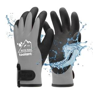 lot 8207 image: 100% Waterproof Gloves for Men and Women, Winter Work Gloves for Cold Weather, Touchsreen, Thermal Insulated Freezer Gloves, With Grip, Grey, Medium