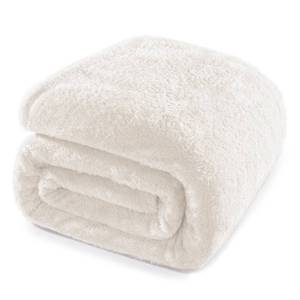 lot 8213 image: Whale Flotilla Ivory Queen Size Blanket for Bed, 300GSM Soft Warm Fleece Fabric, Decorative Lightweight Plush Fluffy Blankets for All Season, 90x90 Inch