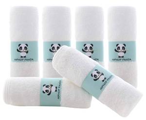 lot 8214 image: HIPHOP PANDA Baby Washcloths, Rayon Made from Bamboo - 2 Layer Ultra Soft Absorbent Newborn Bath Face Towel - Reusable Baby Wipes for Delicate Skin - White, 6 Pack