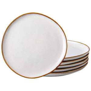 lot 8221 image: AmorArc Ceramic Dinner Plates Set of 6, 10.5 Inch Handmade Reactive Glaze Stoneware Plates,Large Rustic Shape Dinnerware Dish Set for Kitchen, Microwave & Dishwasher Safe,Scratch Resistant-Pearl White