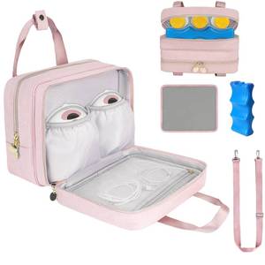 lot 8223 image: Wearable Breast Pump Bag with Cooler Compartment Compatible with Momcozy M5S12 Pro, Elvie & Medela Pump in Style, Carrying Case with a Ice Pack & Waterproof Mat for Breast Pump and Accessories,Pink