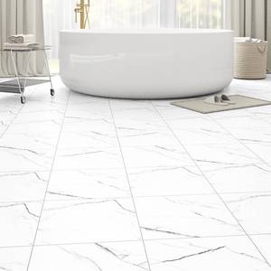lot 8231 image: 20-Pack Peel and Stick Floor Tiles Vinyl Floor 12 x 12 inch Self Adhesive Waterproof Flooring Planks DIY for Bathroom, Kitchen, Living Room, RV, Cover 20 Sq. Ft, White Vein Marble