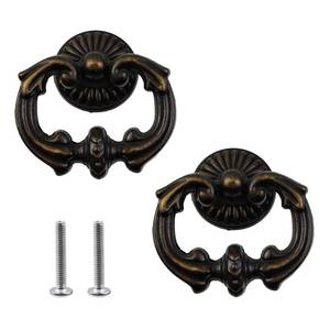 lot 8234 image: MY MIRONEY 2 Pack Vintage Cabinet Handles, Oil Rubbed Bronze Ring Drawer Pulls, Zinc Alloy Hardware Knobs with Screws for Kitchen, Dresser, Cabinet
