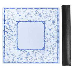 lot 8238 image: Large Blue Mahjong Mat (31.5 x 31.5) with Black Carrying Bag, Anti-Slip, Noise-Reducing Table Cover for Mahjong, Poker, Board Games, Dominoes, and Card Games