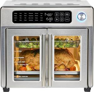 lot 6702 image: $200 Emeril Lagasse French Door Air Fryer Toaster Oven, 26QT