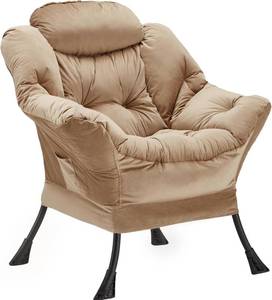 lot 6711 image: $130 Lazy Chair Padded Velvet Accent Lounge Chair with Stable Frame