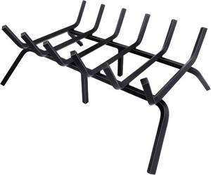 lot 6717 image: $67 Fireplace Grate & Log Holder, 24-Inch Cast Iron Firewood Rack