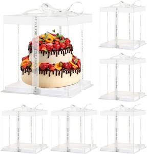 lot 6718 image: 12x12x10in Tall Cake Boxes, Clear, Pre-Folded Lid, 6 Pcs