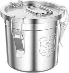 lot 6719 image: 304 Stainless Steel Airtight Canister, 1.59 Gal with Locking Clamp