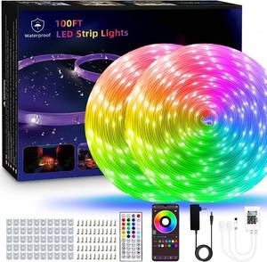 lot 6734 image: HEDYNSHINE Outdoor LED Strip Lights, 100ft RGB, Waterproof