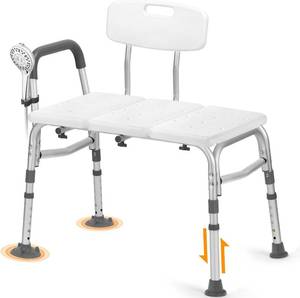 lot 6736 image: $52 TABEKE Tub Transfer Bench Back & Armrest, Height Adjustable 500lb