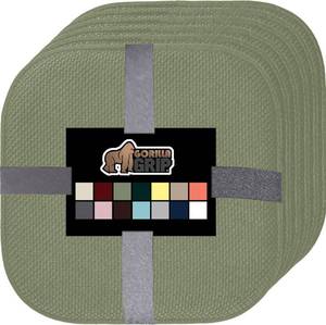 lot 6739 image: $64 GORILLA GRIP Slip-Resistant Chair Cushions, 16x16, Sage, Set of 6