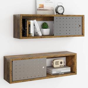 lot 6742 image: $57 Floating Cabinet Set of 2 Wall Mount Cube Shelves, Farmhouse