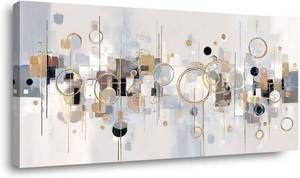 lot 6773 image: $95 ZESTRILIA Geometric Circles Canvas Wall Art - Living RoomOffice