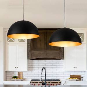 lot 6780 image: $133 Pendant Lights for Kitchen Island, 16in Black & Gold, E26, 2-Pack