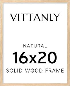 lot 6785 image: Vittanly 16x20 Picture Frame - Solid Wood, Plexiglass, 11x14 Mat