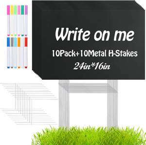 lot 6798 image: 9 Pack 24x16 Waterproof Corrugated Plastic Yard Signs with Stakes