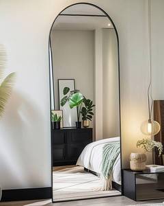 lot 6825 image: 58x18 Arched Full-Length Floor Mirror with Stand - Black