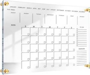 lot 6834 image: $55 Acrylic Wall Calendar - Oversize Clear Dry Erase Whiteboard 28x20
