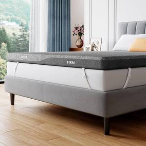 lot 6842 image: $92 PERLECARE Dual-Firmness Mattress Topper Queen, 3-Inch, Split Zones