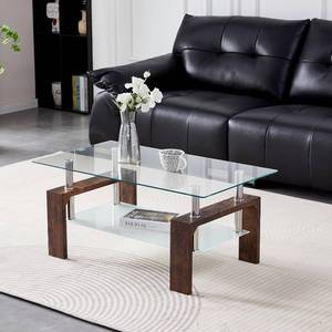 lot 6847 image: $90 Coffee Table - Glass, Easy Assembly, Brown, 39.5x23.5x17.5 in