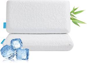 lot 6848 image: 2 pack Cooling Memory Foam Gel Pillows for Hot Sleepers and Neck Pain Quee
