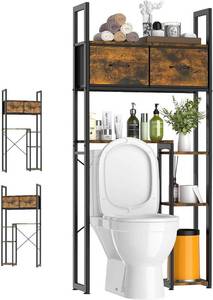 lot 6851 image: $70 Luxspire 5-Tier Over-Toilet Storage, 2 Drawers, Adjustable Shelves