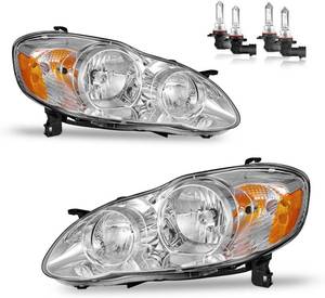 lot 6861 image: $97 Headlights Assembly for 2003-2008 Toyota Corolla Clear Lens Chrome