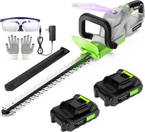 lot 6875 image: $60 22 Cordless Hedge Trimmer, 2x2.0Ah Battery, Charger, 180 Head