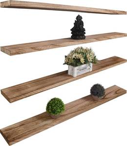 lot 6882 image: $70 Wood Floating Shelves for Decor, Rustic Set of THREE, Walnut 48-Inch, s
