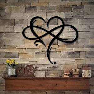 lot 6887 image: AOOLVY Infinity Heart Metal Wall Art - Love Sign Plaque, Black
