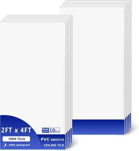 lot 6900 image: $114 Smooth Drop Ceiling Tiles 2x4ft, Waterproof, Fire-Rated, Reusable