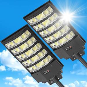 lot 6928 image: $140 8000W Solar Street Light Waterproof 240000LM Dusk-to-Dawn 2-Pack