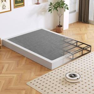 lot 6931 image: $80 Box Spring Metal Frame Mattress Foundation with Fabric Cover, King