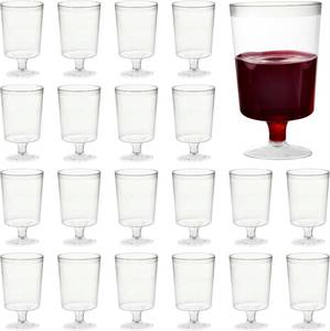 lot 6944 image: MATANA 39 pc Mini Clear Plastic Stem Wine Glasses 5oz - 4in