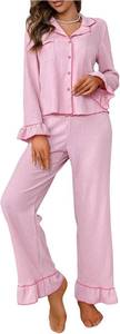 lot 6949 image: Verdusa Womens 2 Pc Pajama Set Ruffle Long Sleeve Lounge Pants