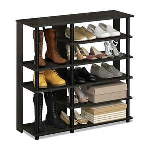 lot 1326 image: Furinno 6-Tier Turn-N-Tube Multi Storage Shoe Rack  Wood  Brown and Black