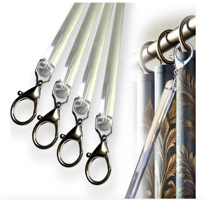 lot 1333 image: 46 inch (4 Pack) All Clear Acrylic Curtain Pull Wand - 2 inches shy of 48 inch - Clear Curtain Wand - Invisible Drapery Wand - Drapery Pull Rod (46 Inch)