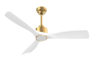 lot 1339 image: 52 Inch ETL Listed Indoor Outdoor Smart Ceiling Fans with Lights Remote Control, Quiet DC Motor 3 Blade Modern White Gold Ceiling Fan for Bedroom Living Room Patio